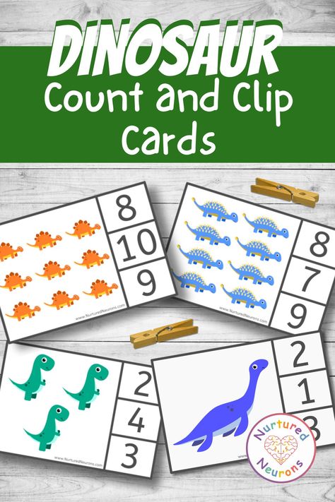 Children love to count and children love dinosaurs - so why not combine the two with these cute dinosaur themed count and clip cards. This dinosaur math activity is a simple way to practice counting and number recognition, and a great way to develop fine motor skills as well! Grab the dinosaur printables over at Nurtured Neurons! #dinosaurs #dinosauractivity #mathactivity #kindergarten #preschool #kindergartenmath #preschoolprintables #learningthroughplay Dinosaur Math, Dinosaur Activities Preschool, Counting Clip Cards, Colorful Dinosaur, Dinosaurs Preschool, Infant Care, Homeschooling Tips, Dinosaur Printables, Kid Life