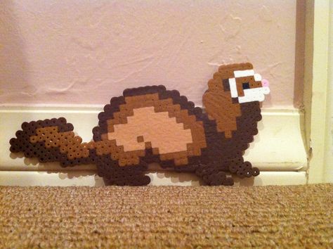 Ferret Perler Beads  by Sophia S. Ferret Perler Bead Patterns, Ferret Perler Beads, Perler 3d, Pixel Grid, Perler Designs, Perler Projects, Easy Perler Bead Patterns, Pixel Beads, Melty Bead Patterns