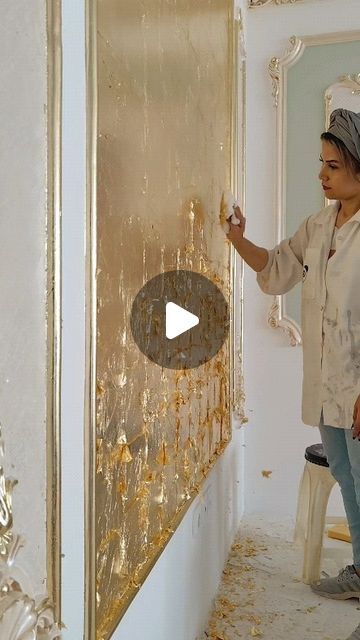 Gold Foil Wall, Gold Leaf Wall, Wall Painting Techniques, Painting Techniques, Gold Leaf, Gold Foil, Wall Painting, Wall, Gold