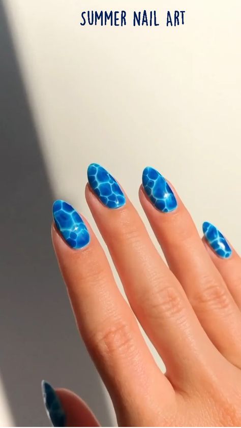 Sea Design Nails, Nail Ideas 2024 Trend Summer, Beachy Nail Designs For Short Nails, New Trend Nails 2024 Summer, Summer Nails Water, Trending Nails For Summer 2024, Fun Summer Nails Blue, Beachy Gel Nails, Nails Art Summer 2024