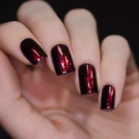 Black Shimmer Nails, Shimmer Nail Polish, Nail Shimmer, Black Nail, Glitter Nail, Gel Nail Designs, Gorgeous Nails, Nail Polish Colors, Nail Color