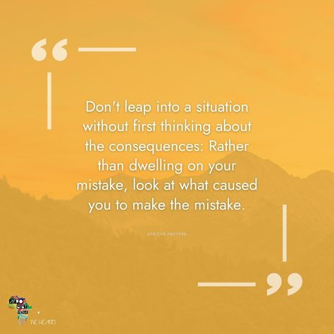 Think before you leap! 🤔💭 Mistakes happen, but it's crucial to understand their root cause. 🌱 Learn from them instead of dwelling on the past. ⏳ Embrace growth, reflect, and move forward with wisdom. 🌟 #ReflectAndGrow #MindfulChoices #WisdomInMistakes Look Before You Leap Quotes, Leap Quotes, Mistakes Happen, Dwelling On The Past, African Proverb, Move Forward, Moving Forward, Proverbs, The Past