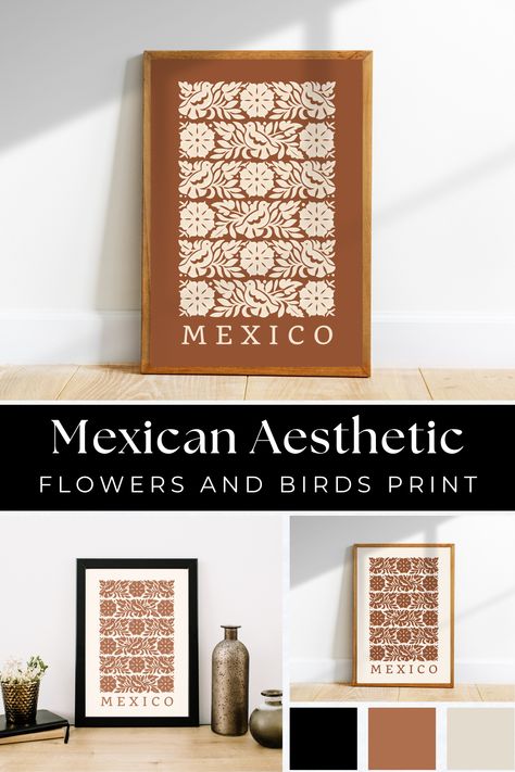 Terracotta Flowers and Birds, Mexican Boho Wall Art Print. Barro color, Amor por Mexico Printable Wall Art. Burnt Orange Abstract Print. Modern Decorative wall art. Neutral, tan color, Wall Décor. Instant download Mexican Aesthetic, Modern Decorative Wall, Mexican Wall Art, Wall Art Flowers, Arch Frame, Mexican Wall, Neutral Wall Decor, Modern Mexican, Mexico Art