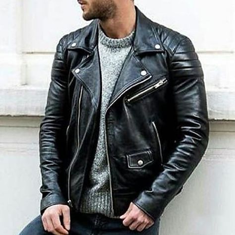 Brown leather jacket men