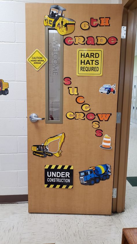 6th grade, construction theme Construction Door Decorations, Construction Theme, Pay Phone, Landline Phone, Classroom Decorations, Door Decorations, Electronic Products