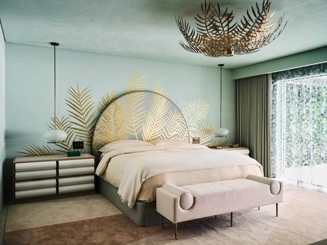 Tour a Color-Packed Miami Home That Rethinks Art Deco Style | Architectural Digest Jungle Themed Nursery, Soho Loft, Eclectic Interior Design, Custom Chandelier, Miami Houses, Material Palette, Eclectic Interior, Architectural Digest, Art Deco Style