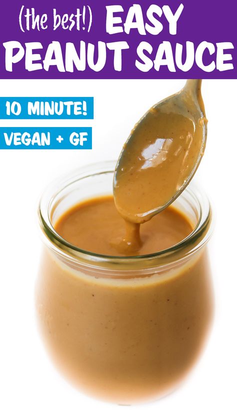 Vegan Peanut Sauce, Garden Grazer, Easy Peanut Sauce, Yum Sauce, Peanut Sauce Recipe, Thai Peanut Sauce, Thai Sauce, Yum Yum Sauce, Peanut Butter Sauce