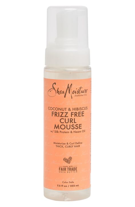 Does your dry, frizzy hair keep you from flaunting your favorite hair style? With SheaMoisture's Coconut & Hibiscus Frizz-Free Curl Mousse you can freely style your hair whichever way you want, enjoying hair that stays in place, yet remains soft and manageable. This moisture-rich styling aid enhances natural curl memory and wave pattern, giving you effortless styling options for natural, flowy waves and curls and lots of definition. 7.5 fl. oz. Made in the USA Curls Hair Products, 4c Hair Moisturizer Products, Hair Care Products For Wavy Hair, Shea Moisture Mousse, Shea Moisture, Curl Products, Hair Styling Products, Shea Moisture Products For Wavy Hair, Mielle Hair Mousse