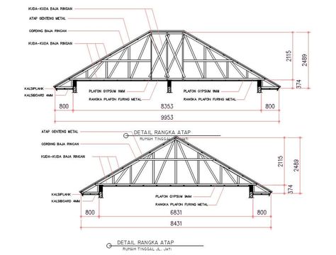 Truss Roof Section Drawing DWG File; download free DWG file wooden truss roof section drawing with dimension and description details. Atap Limas, Sustainable Architecture Diagram, Truss Detail, Section Drawing Architecture, Roof Section, Pyramid Roof, Building Components, Section Design, Frames Design Graphic