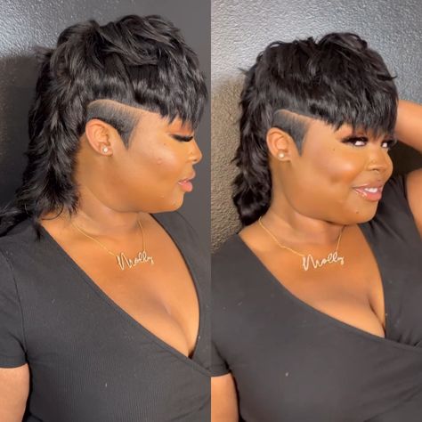 27 Piece Quick Weave Mullet, Quickweave Mullet, Weave Mullet, Quick Weave Mullet, Weave Hairstyles Curly, Black Women Mullet Hairstyles, Black Hair Updo, Mullet Cut, Mullet Short