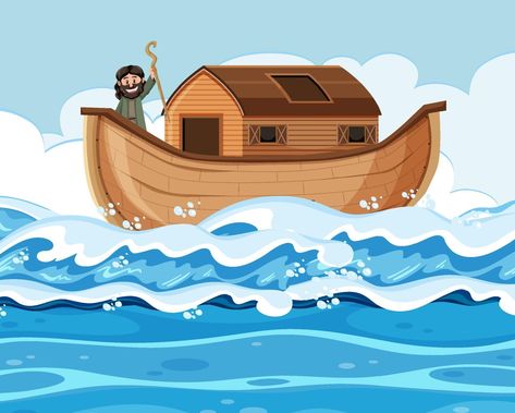 Noah's Ark Drawing, Bible Creation Story, Church Nursery Decor, Holly Bible, Noah Ark, Boat Cartoon, Bible Drawing, Noah S Ark, Creation Story