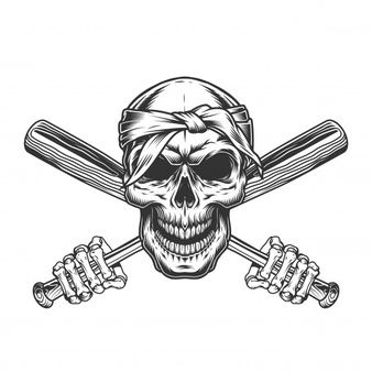 Bat Clip Art, Teeth Vector, Skull Symbol, Biker Tattoos, Vintage Bandana, Baseball Bats, Skeleton Head, Casual Art, Skulls Drawing