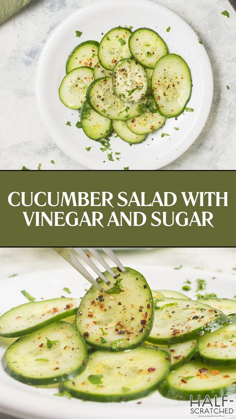 Cucumber Salad With Vinegar And Sugar Cucumber And Vinegar Salad, Cucumber Vinegar Sugar, Cucumber Salad No Tomatoes, Chopped Cucumber Salad Recipes, Cucumber Salad With Red Wine Vinegar, Cucumber Vinegar Salad Recipes, Cucumber And Vinegar Recipe, Baby Cucumber Recipes, Cucumber Salad With Vinegar And Sugar