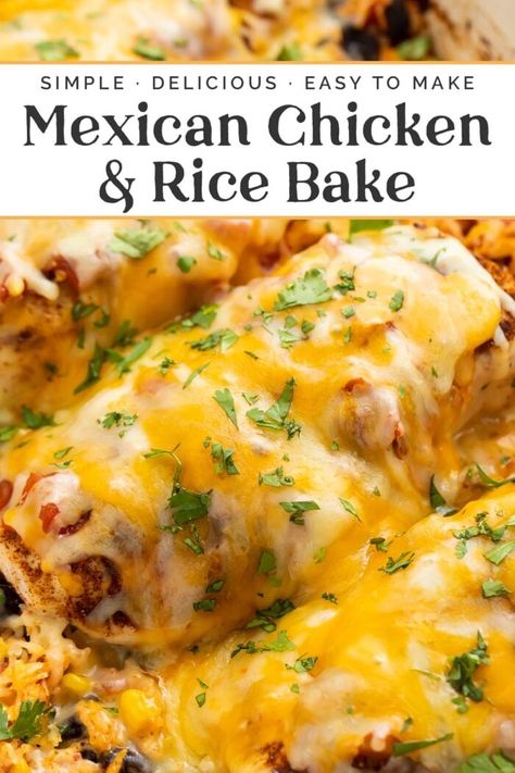 Chicken Yellow Rice, Chicken Rice Bake, Mexican Chicken And Rice, Mexican Chicken Casserole, Rice Bake, Yellow Rice, Mexican Chicken, Mexican Food Recipes Easy, Chicken Main Dishes