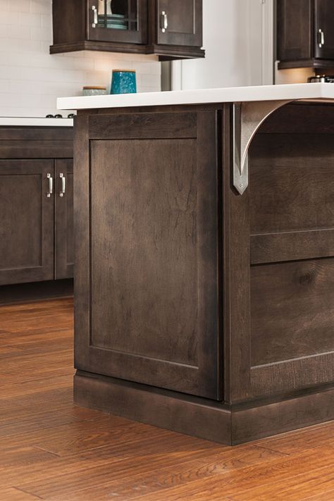 Decorative End Panels immediately upgrade your look and suit a variety of design styles. Kitchen Island End Panels, Kitchen Island Molding, Aristokraft Cabinets, Kitchen Cabinets End Panels, Cabinet End Panel, Decorating Above Cabinets, Installing Kitchen Cabinets, Counter Shelf, Cabinet Molding