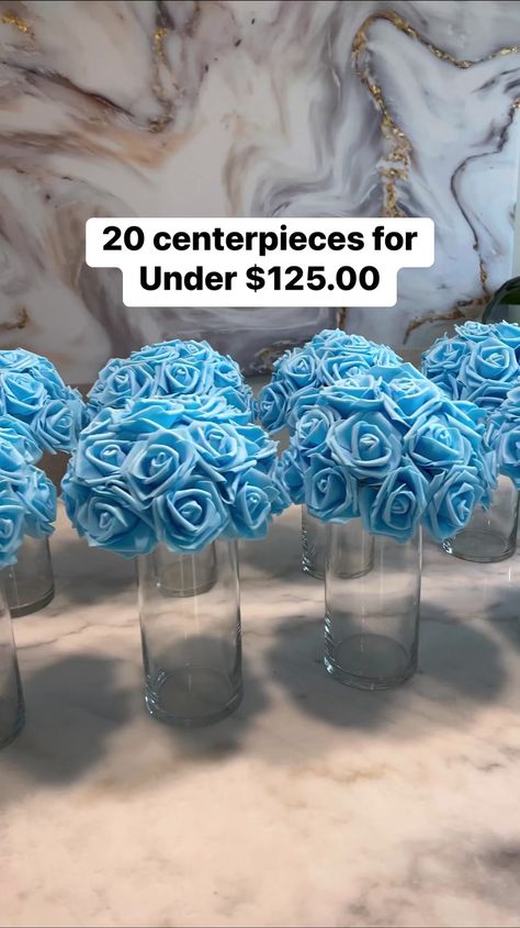 Budget friendly diy centerpieces. 20 centerpieces for under $125.00 check my profile bio to find the items I used to make these centerpieces. #diyprojects #diycrafts #dollartreecrafts #diycenterpieces #diypartydecor #BudgetFriendly #budgetfriendlydecor #partydecorations #quinceanera #centrodemesa | Evelyn Molina | Evelyn Molina · Original audio Sweet 15 On A Budget, Diy Centerpieces Sweet 16, Quinceanera On A Budget, Homemade Centerpieces, Budget Friendly Diy, Budget Friendly Decor, Diy Centerpieces, Table Flowers, Dollar Tree Crafts