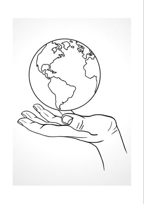 Globe Drawings, Earth Tattoo, Kunst Tattoos, Globe Vector, Line Art Tattoos, Earth Art, Line Art Design, Line Art Drawings, Cute Tattoos