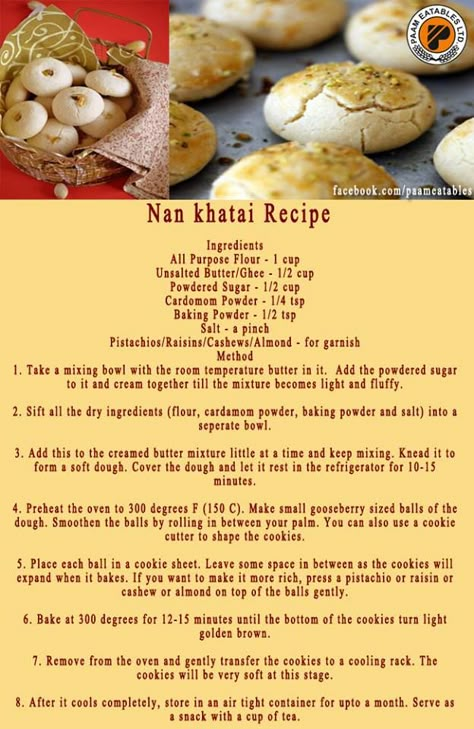 Try this quick recipe of Nan Khatai at ‪your home.  #‎instantfood‬ ‪#‎food‬ ‪#‎recipes‬ ‪#‎nankhatai‬ ‪#‎food_lovers‬ ‪#‎food_food‬ ‪#‎fastfood‬ Pakistani Sweet Dishes Recipes, Nankhatai Recipe Indian, Nan Khatai Recipe, Parsi Recipes, Cookies Recipes Indian, Diwali Creative, Nankhatai Recipe, Nan Khatai, Easy Biscuits