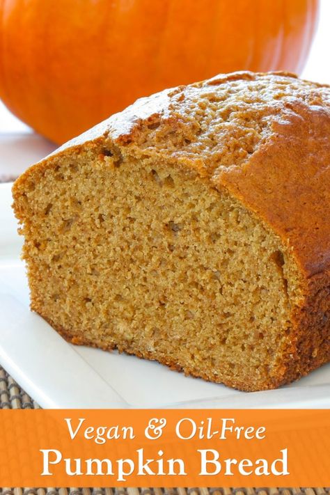 Vegan Pumpkin Bread, Flax Seed Recipes, Oil Free Vegan, Pumpkin Bread Recipe, Vegan Bread, Vegan Pumpkin, Starters Recipes, Flaxseed, Pumpkin Bread