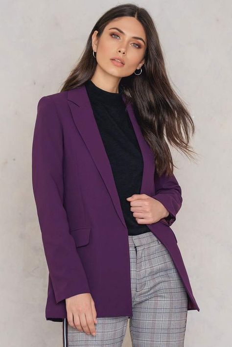 Purple Blazer Outfit, Blazer Outfit Ideas, Kawaii Clothes Goth, Oversize Blazer, Outfit Blazer, Casual Attire For Women, Purple Blazer, Blazer Outfits For Women, Interesting Outfits