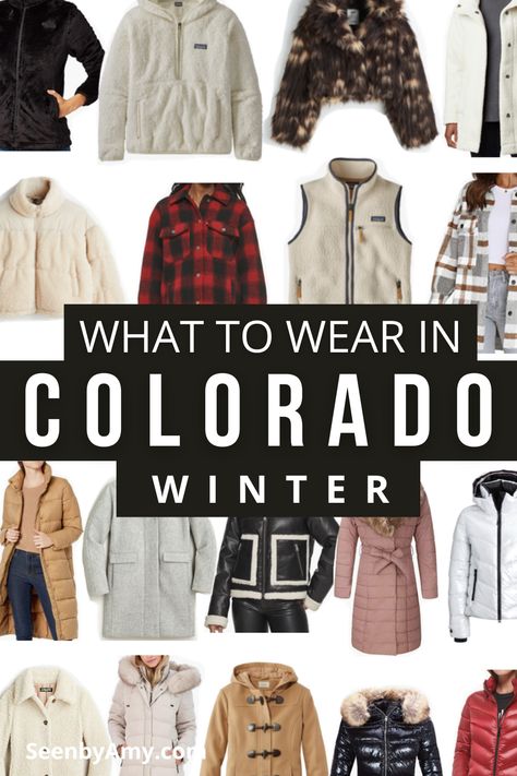 Cold Weather Mountain Outfits, Denver Colorado Fashion Winter, Winter Mountain Trip Outfits, Winter Outfits For The Mountains, How To Dress In Colorado Winter, Winter Mountain Vacation Outfits, Camping Outfits Winter Cold Weather, Colorado In December Outfits, Vail Outfits Winter 2023