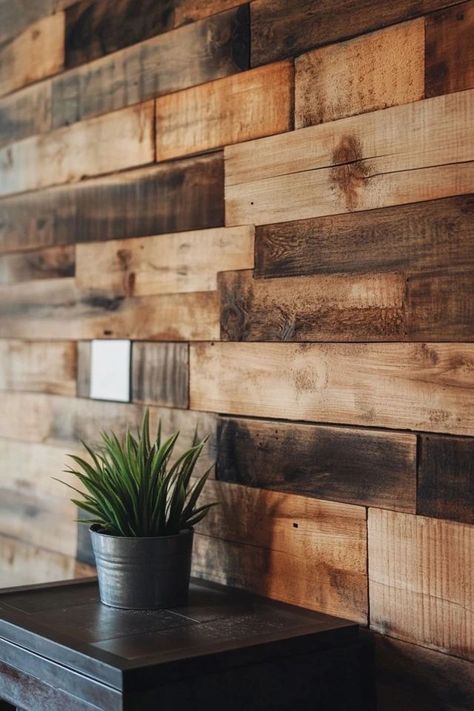 "Add rustic charm to your home with a DIY Pallet Wood Wall! 🛠️🌲 Perfect for creating a unique and textured accent wall. 🌟✨ #DIYPalletWall #RusticDecor #WoodProjects" Wall Pallet Ideas, Wood On Walls Ideas, Wood Wall Interior, Pallet Wood Backsplash, Vertical Barnwood Wall, Rustic Accent Wall, Stained Pallet Wood, Burnt Pallet Wood Wall, Vertical Barnwood Accent Wall