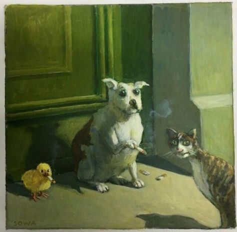 Avant Arte on Instagram: “No go area by Michael Sowa #michaelsowa” Michael Sowa, Arte Peculiar, Art Mignon, Art Et Illustration, Inspiring Art, Art And Illustration, Shell Art, Dog And Cat, Weird Art