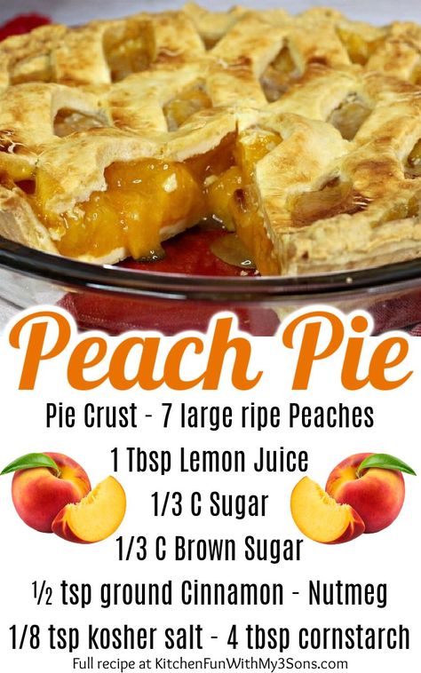 Homemade Peach Pie Filling With Fresh Peaches, Fresh Peach Pie Recipes Pioneer Woman, Amazing Pies Recipes, The Best Peach Pie, Peach Pie Fresh Peaches, Easy Fresh Peach Pie, Southern Peach Pie Recipes, Southern Peach Pie, Old Fashioned Peach Pie