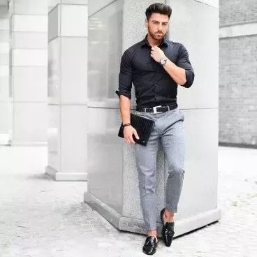 Black Formal Dress Men, Formal Dresses For Men Style, Outfit Semi Formal, Grey Pant, Formal Dresses For Men, Semi Formal Attire, Mama Bear Shirt, Formal Men Outfit, City Boy