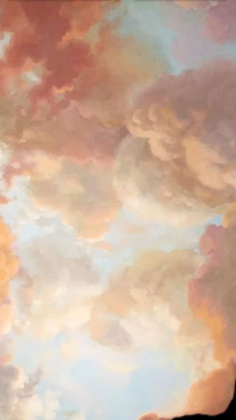 Cloud Painting Reference, Painted Clouds On Ceiling, Ceiling Sky Painting, Sunset Clouds Painting, Paintings For Room, Painting Skies, How To Paint Clouds, Painted Clouds, Apple Watch Background