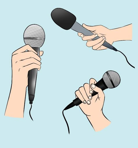 Singing Pose Reference Drawing Anime, Microphone Art Reference, Drawing Poses Singing, Holding Mic Reference Pose, Someone Holding A Microphone, Holding A Microphone Pose Drawing, How To Draw A Microphone, Mic Holding Pose, Holding Mic Reference