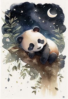 Drawing Cartoon Characters Sketches, Panda Bears Wallpaper, Panda Background, Stars Watercolor, Cute Panda Drawing, Panda Artwork, Panda Painting, Panda Illustration, Panda Drawing