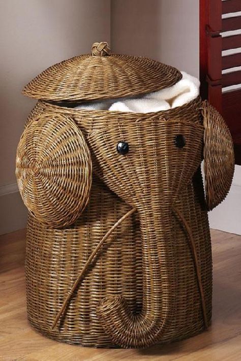 Elephant Hamper, Desain Pantry, Elephant Decor, Elephant Love, Wicker Basket, An Elephant, Laundry Hamper, Home Decorators Collection, Baby Boy Nurseries