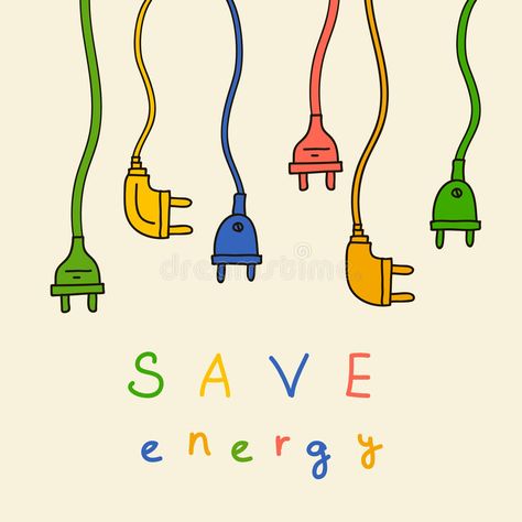 Illustration about Abstract Electric plug in color doodle texture for poster or background. Illustration of green, socket, power - 44387819 Save Electricity Illustration, Electric Energy Illustration, Electric Energy Art, Saving Energy Poster, How To Save Electricity Poster, How To Save Electricity, Hemat Energi Poster, Energy Consumption Illustration, Saving Electricity Poster