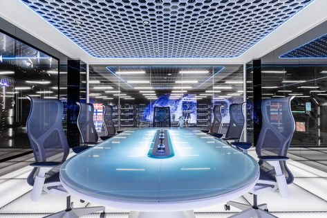 Futuristic Meeting Room, Futuristic Office Interior, Futuristic Office Design, High Tech Interior, Futuristic Office, Futuristic Interior Design, Meeting Room Design, Futuristic Space, Modern Office Design