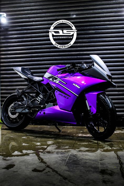 Violet KTM RC 200 Sportbike by Dhana Stickers (Chennai) Ktm Rc390 Modified, Ktm Rc 390 Modified Wallpaper, Ktm Rc 200 Modified, Ktm Rc 390 Modified, Rc 200 Modified, Ktm 390 Rc, Ktm Modified, Ktm Wallpaper, Rc Bike