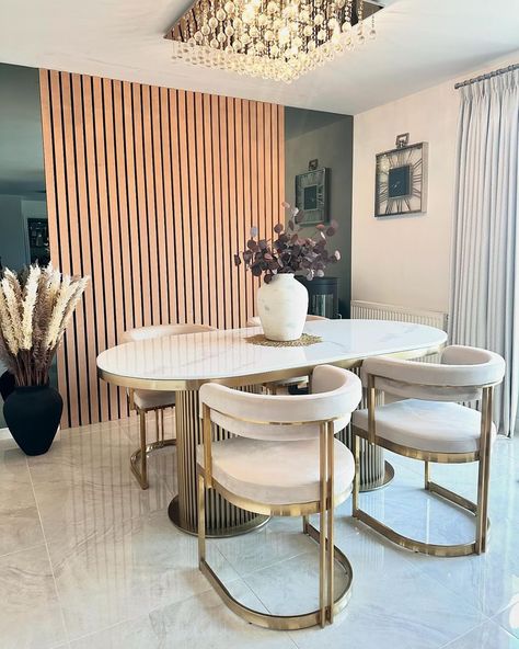 It’s a vibe💫 📸: @thegrayhome featuring our Luca 180cm table paired with the Sandro dining chairs💛 #diningtable #interiordesign #luxuryfurniture #homestyle #eleganthone #creamandgold Gold Marble Dining Table, White Marble Dining Table, Marble Dining Tables, Round Marble Dining Table, Living Room Decor Fireplace, Decor Fireplace, Marble Dining Table, Chair Dimensions, Oval Table