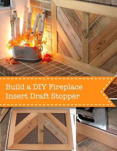 Build a DIY Fireplace Insert Draft Stopper Fireplace Cover Ideas, Diy Fireplace Cover, Fireplace Cover Up, Wood Fireplace Insert, Fireplace Draft Stopper, Wood Fireplace Inserts, Diy Fireplace Mantle, Unused Fireplace, Reclaimed Wood Fireplace