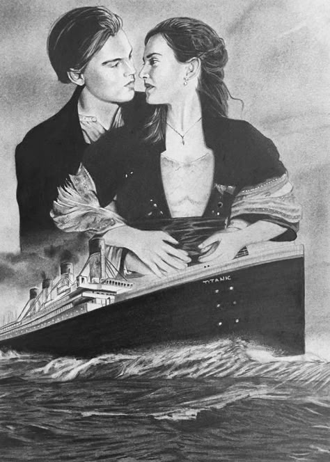 Jack And Rose Drawing, Jack And Rose Titanic, Jack Drawing, Titanic Drawing, Pencil Sketches Landscape, Rose Titanic, Titanic Art, Jack And Rose, Abstract Pencil Drawings