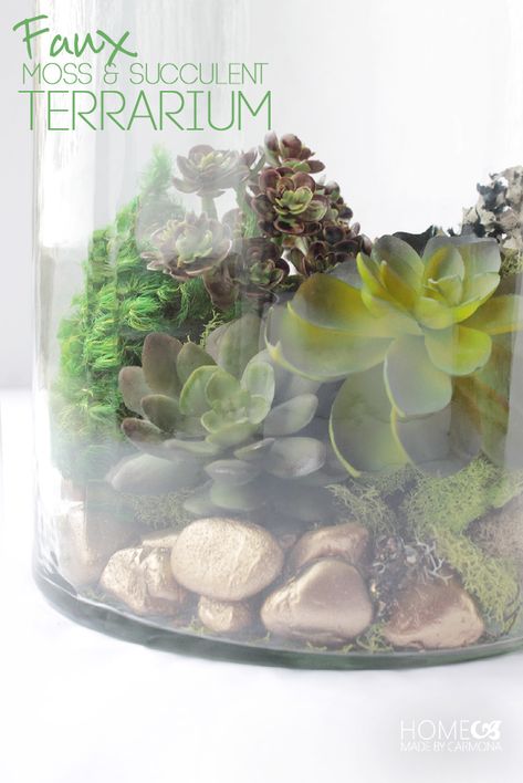 Terrarium Easy, Faux Terrarium, Succulents Terrarium, Terrarium Centerpiece, Succulent Ideas, Beautiful Terrariums, Faux Moss, Plant Terrarium, Easy Diy Decor