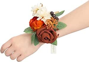 Orange Wedding Corsage Bracelet Corsages For Prom, Corsages For Wedding, Wedding Wrist Corsage, Wrist Corsage Bracelet, Wrist Corsage Wedding, Prom Corsages, Bachelorette Party Accessories, Flower Girl Hair Accessories, Wrist Corsages