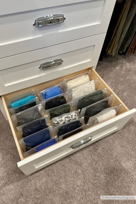 Swimsuit Organization - The Sunny Side Up Blog Swimsuit Storage Ideas, Swimsuit Organization, Organized Drawers, Suit Storage, Dresser Organization, Need Motivation, Fashion Organization, Drawer Dividers, Shop Organization