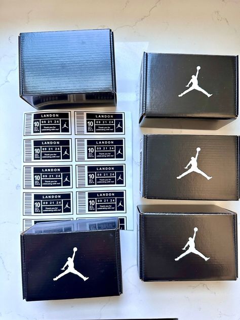 DIY Sneaker Favor Boxes - Treehouse Threads Jordan Shoe Box Party Favor, Mini Shoe Box Template, Jordan Shoe Box Storage, Jordan Shoe Box, Shoe Box Storage, Bow Garland, Jordan Shoe, Tenth Birthday, Sneakers Box