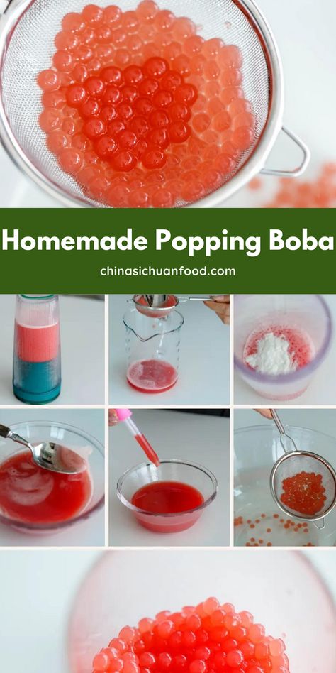 Homemade Popping Boba Quick Treat Recipes, Watermelon Popping Boba Recipe, Fruit Tea With Popping Boba, Cooking Kids Activities, Diy Popping Boba Pearls, How To Make Popping Boba At Home Easy, Homemade Boba Pearls Recipe, Bubble Tea Recipe With Popping Boba, Homemade Popping Boba Recipe