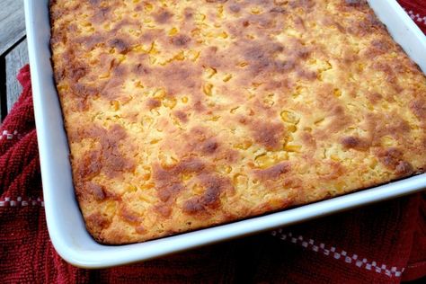 Southern Jiffy Corn Pudding. Photo by Liza at Food.com Southern Suppers, Jiffy Corn Pudding, Southern Corn, Cooking Corn, Corn Dishes, Cornbread Casserole, Fall Menu, Corn Pudding, Thanksgiving Recipes Side Dishes