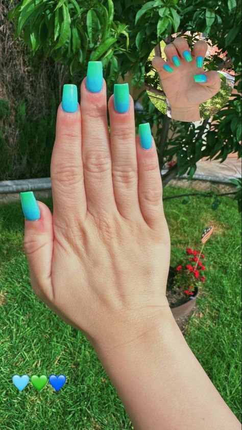 sea green nails, sea green ombre acrylic nails, blue green ombre nails, mermaid nails, blue green acrylic nails, blue and green nails, sea green gel x nails, ombre acrylic nails, nail art inspo, vsco, vsco aesthetic, vsco nails, pretty nails, simple nails, cute nails, ombre nails inspo, blue nails, green nails, blue acrylic nails, green acrylic nails, beach nails, sea green beach nails, sea green mermaid nails, ombre mermaid nails, cute nail art ideas, cute acrylic nails idea, cute ombre nails Teal Green Ombre Nails, Blue Green Beach Aesthetic, Green Ocean Nails, Green Blue Ombre Nails, Green And Blue Ombre Nails, Green Ombre Acrylic Nails, Green Beach Nails, Blue Green Ombre Nails, Blue And Green Ombre Nails