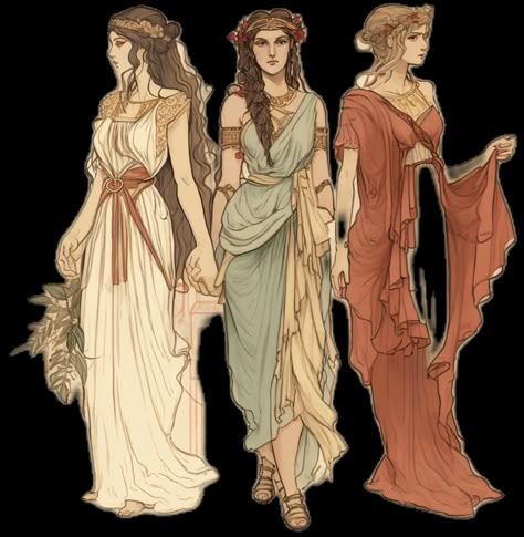 Old Greek Dress, Ancient Greece Clothing Goddesses, Ancient Greece Princess, Greek Clothes Ancient, Ancient Greek Outfit Women, Greek Dresses Drawing, Greek Hairstyles Drawing, Grecian Inspired Fashion, Greece Culture Clothes