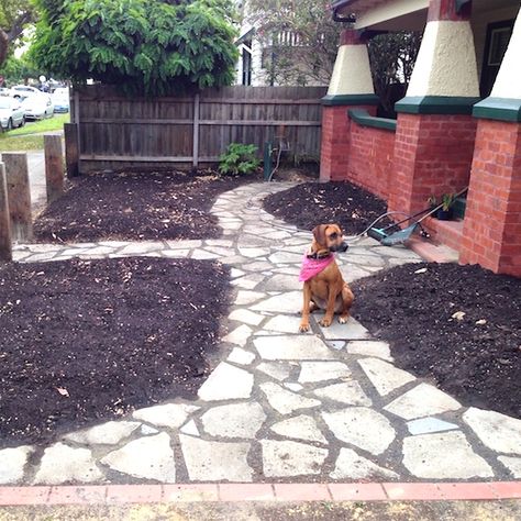 Concrete Paths, Concrete Front Porch, Garden Slabs, Landscape Ideas Front Yard Curb Appeal, Concrete Pathway, Recycled Concrete, Old Concrete, Broken Concrete, Concrete Path