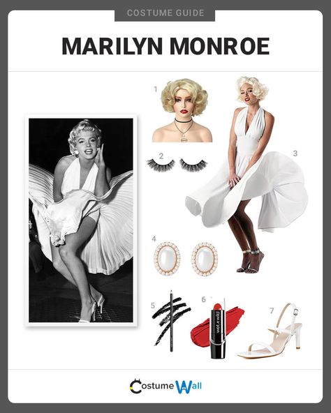 Marilyn Monroe Costume Iconic White Dress, Short Curly Blonde, Hollywood Bombshell, Marilyn Monroe White Dress, Marilyn Monroe Costume, Flapper Outfit, The Seven Year Itch, The Heartbreak Kid, Seven Year Itch