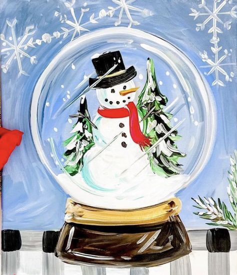 Christmas Canvas Art, Christmas Paintings On Canvas, Holiday Painting, Winter Painting, 수채화 그림, Canvas Painting Diy, Christmas Canvas, Paint And Sip, Night Painting